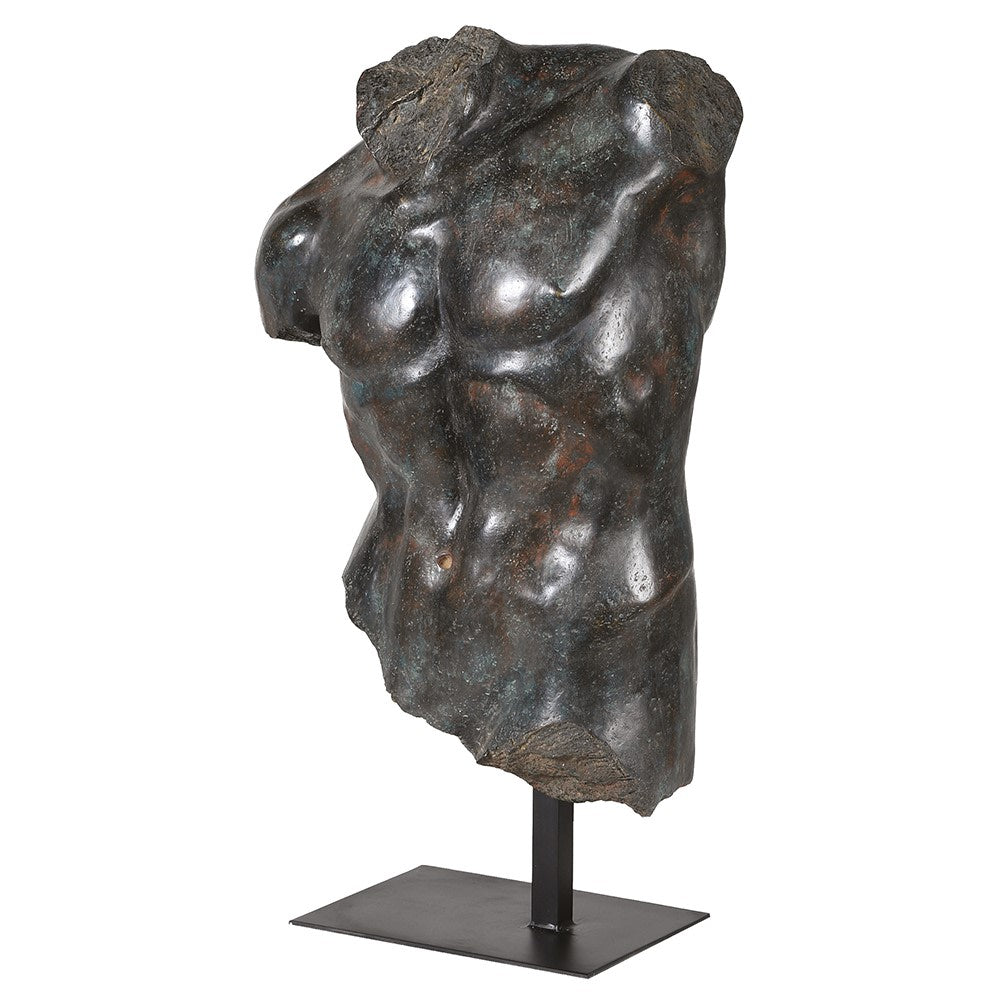 Dark Faux Marble Torso On Plinth by Kensington