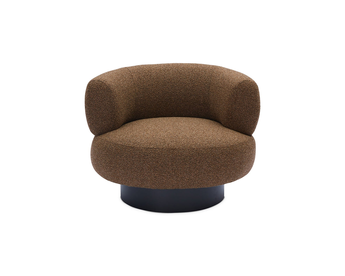 Redeo Swivel Occasional Chair - Capella Fennel Seed | Matt Black Metal (Crib 5) Liang & Eimil