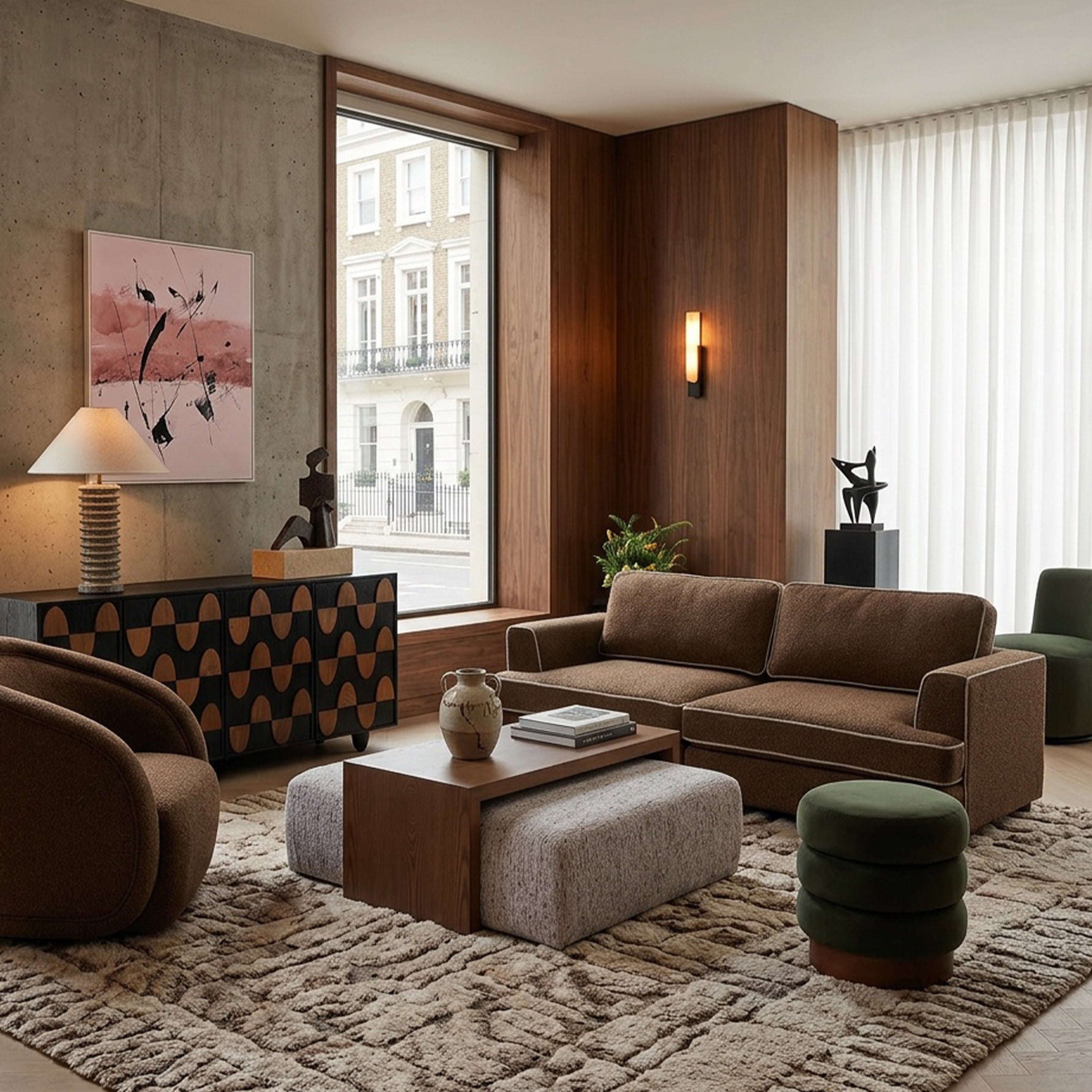 Cameron Sofa - Capela Fennel Seed with Capela Sand Piping | Dark Brown Solid Wood (Crib 5) by Liang & Eimil