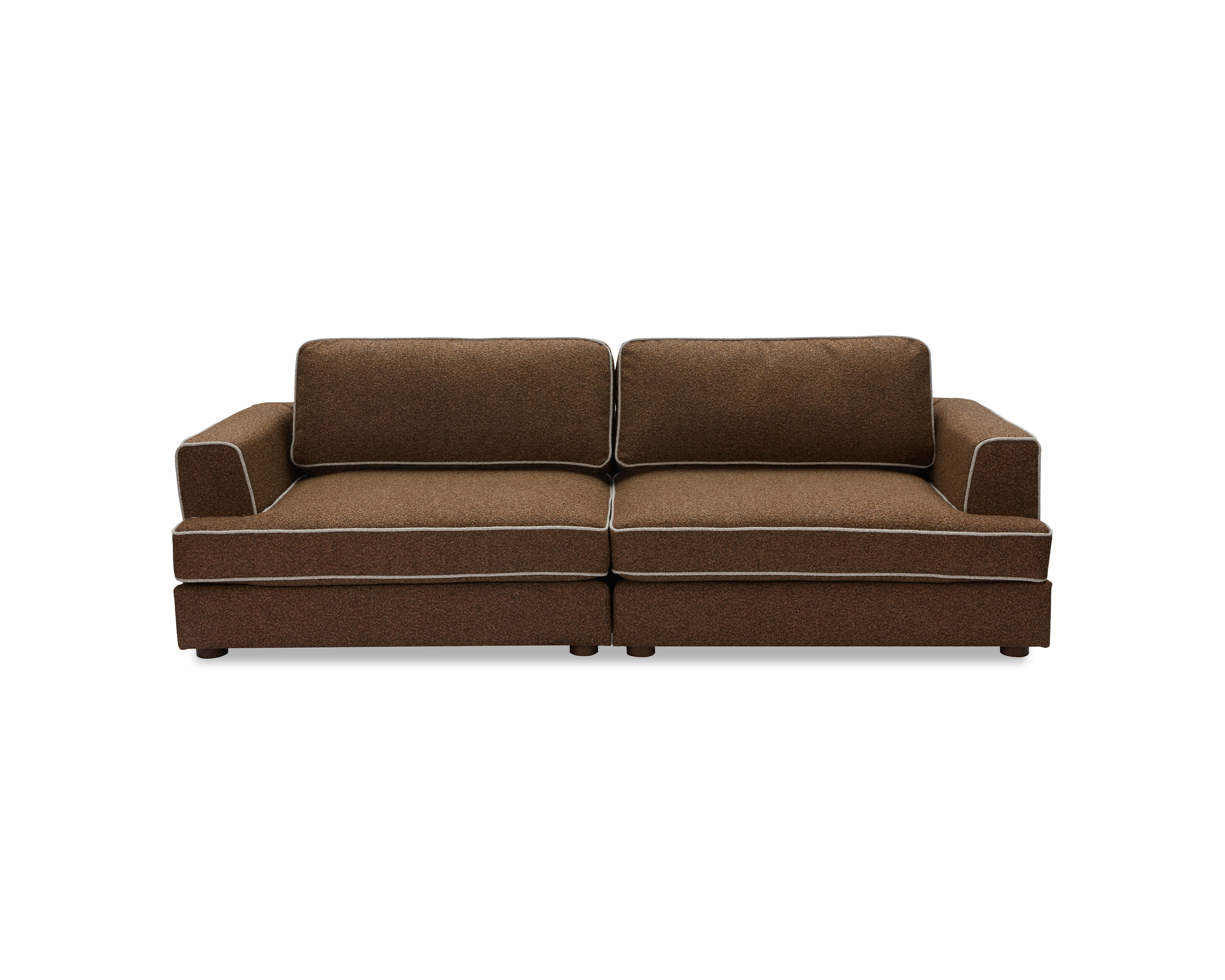 Cameron Sofa - Capela Fennel Seed with Capela Sand Piping | Dark Brown Solid Wood (Crib 5) by Liang & Eimil