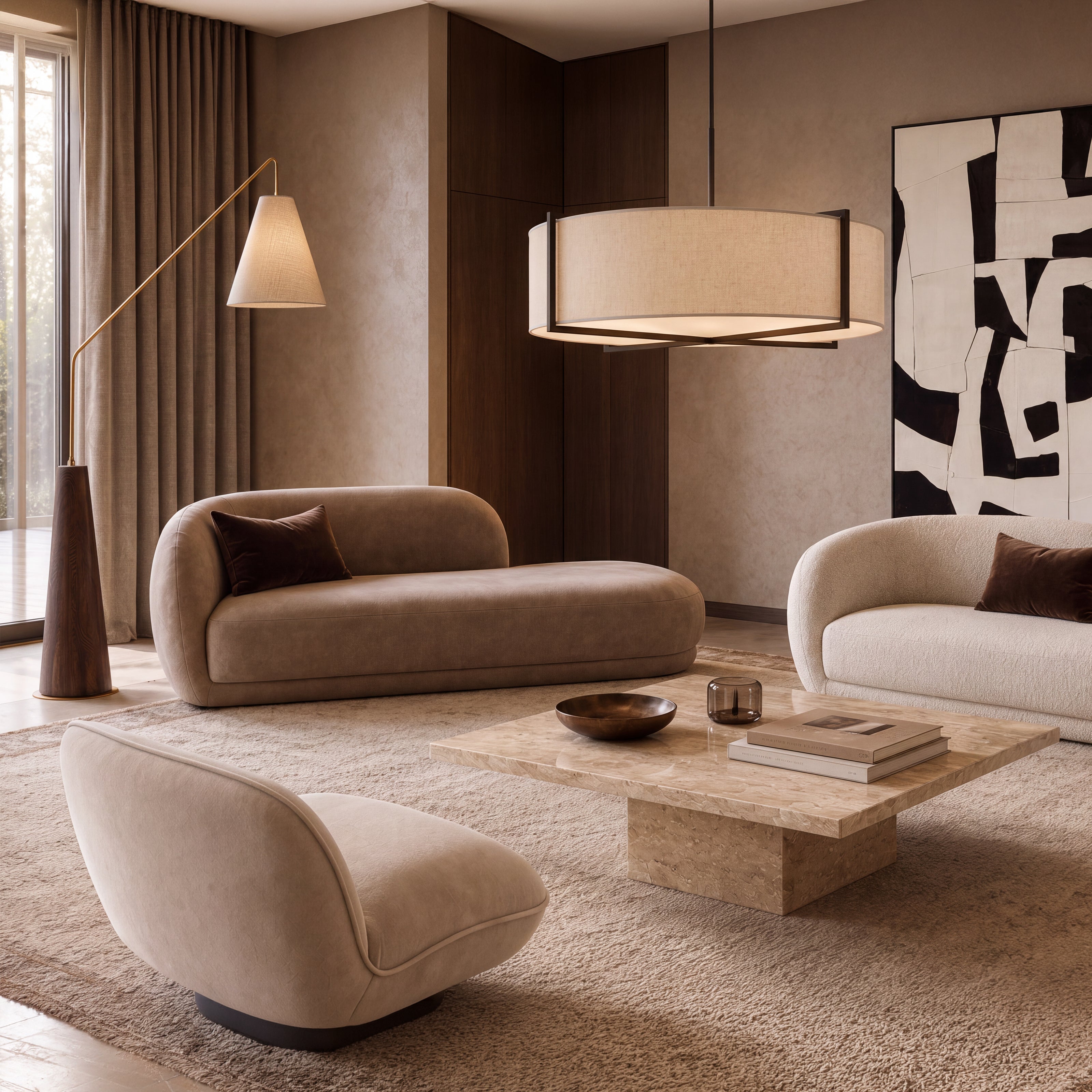 Curva Taupe Velvet Chaise Sofa (Crib 5) Liang & Eimil