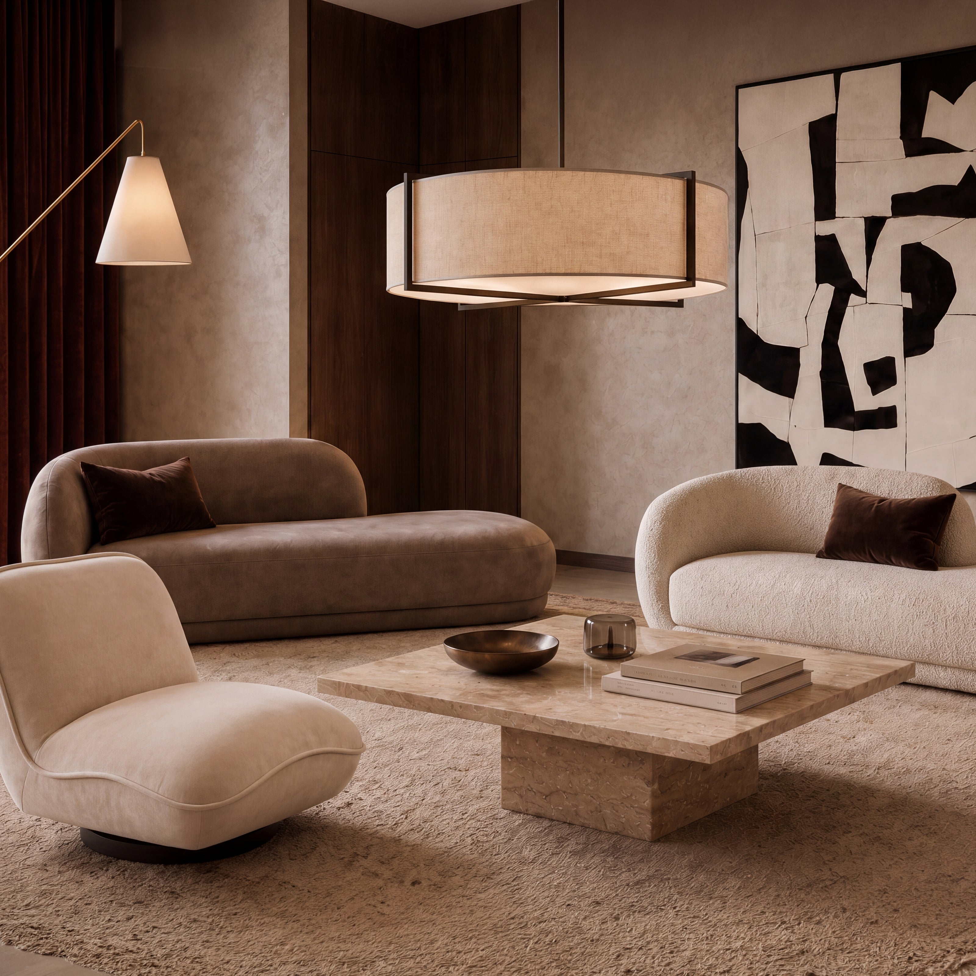 Curva Taupe Velvet Chaise Sofa (Crib 5) Liang & Eimil