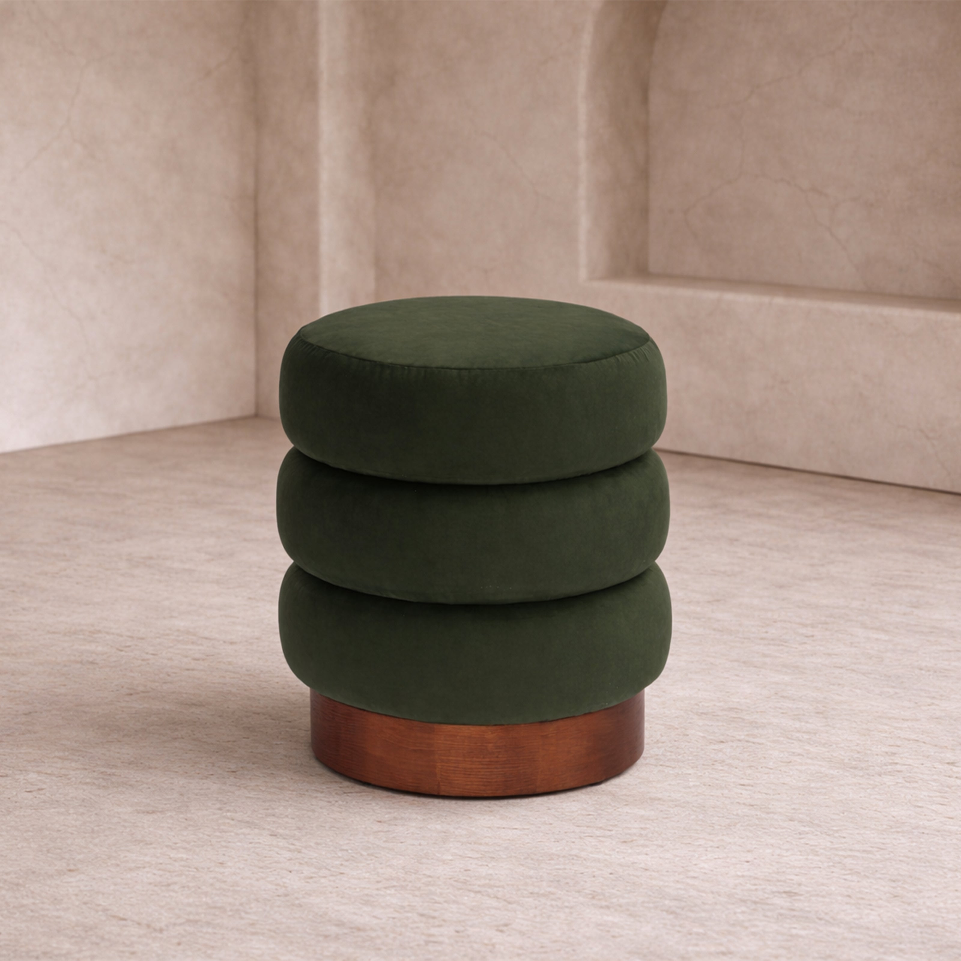 Trace Footstool - Hopper Moss | Mid Brown Oak Sold Wood (Crib 5) by Liang & Eimil