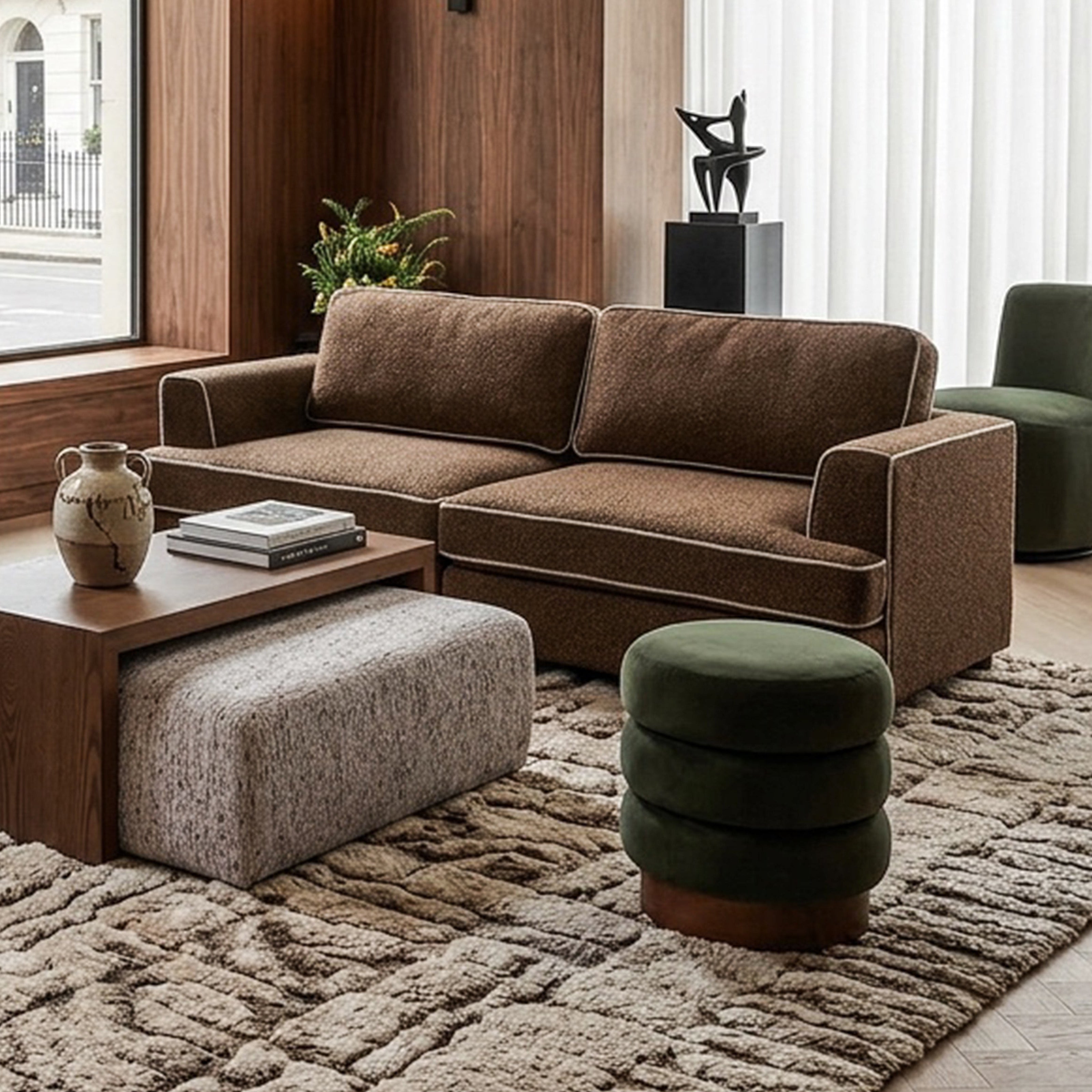 Trace Footstool - Hopper Moss | Mid Brown Oak Sold Wood (Crib 5) by Liang & Eimil