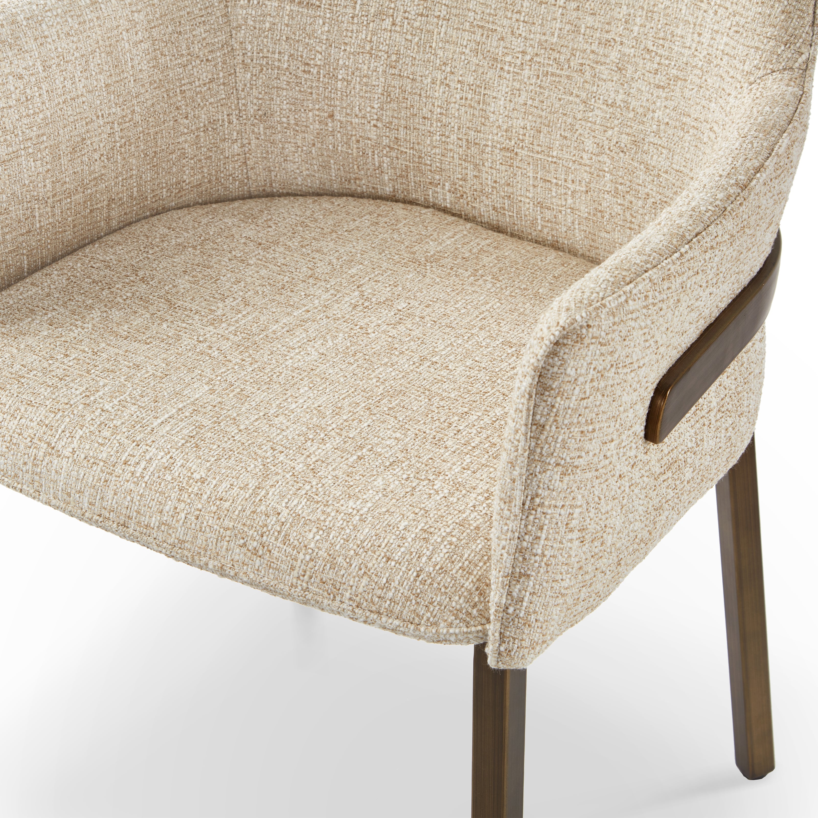 Tessa Dining Chair (set of 2) - (Crib 5) Field Beige Fabric & Hairline Antique Brass by Liang & Eimil