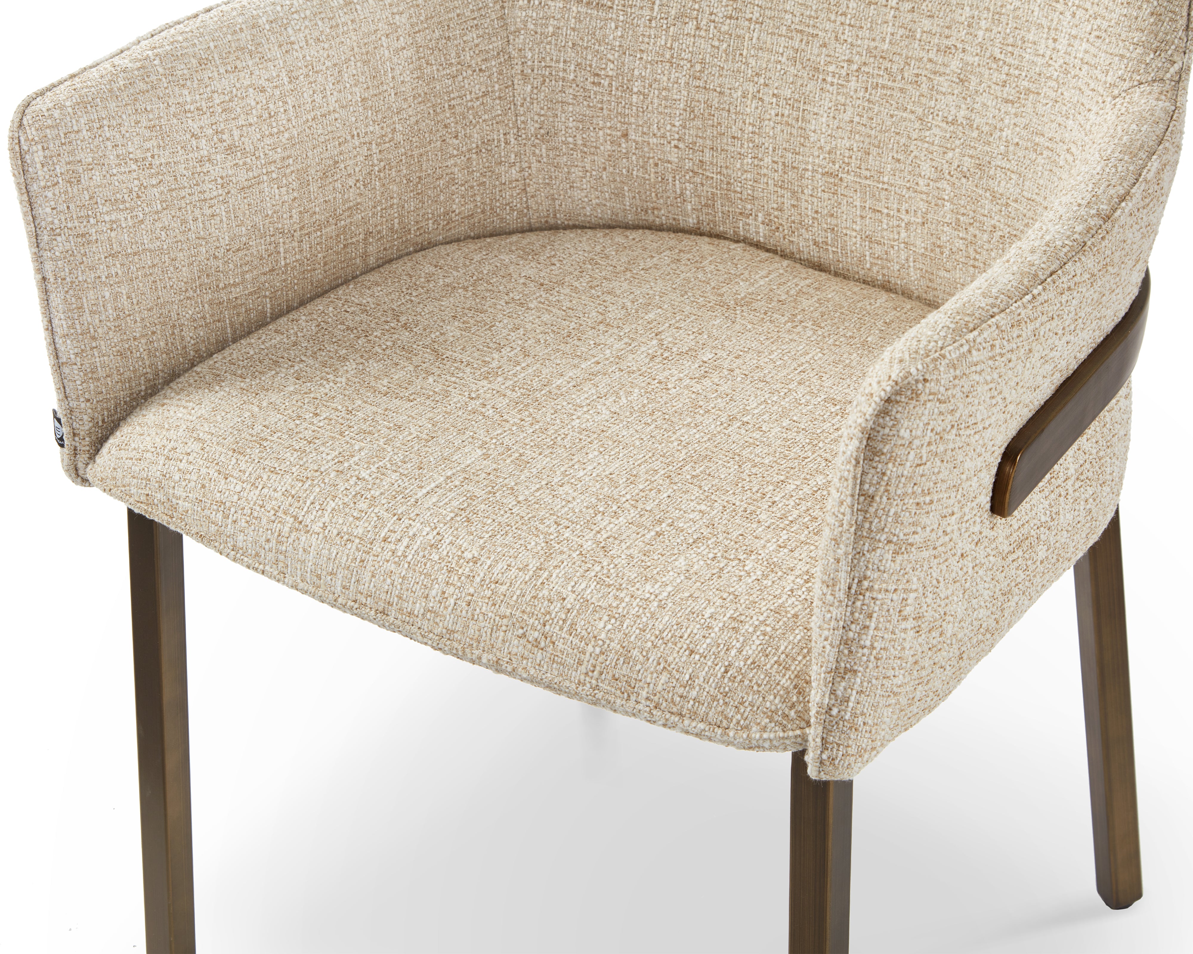 Tessa Dining Chair (set of 2) - (Crib 5) Field Beige Fabric & Hairline Antique Brass by Liang & Eimil