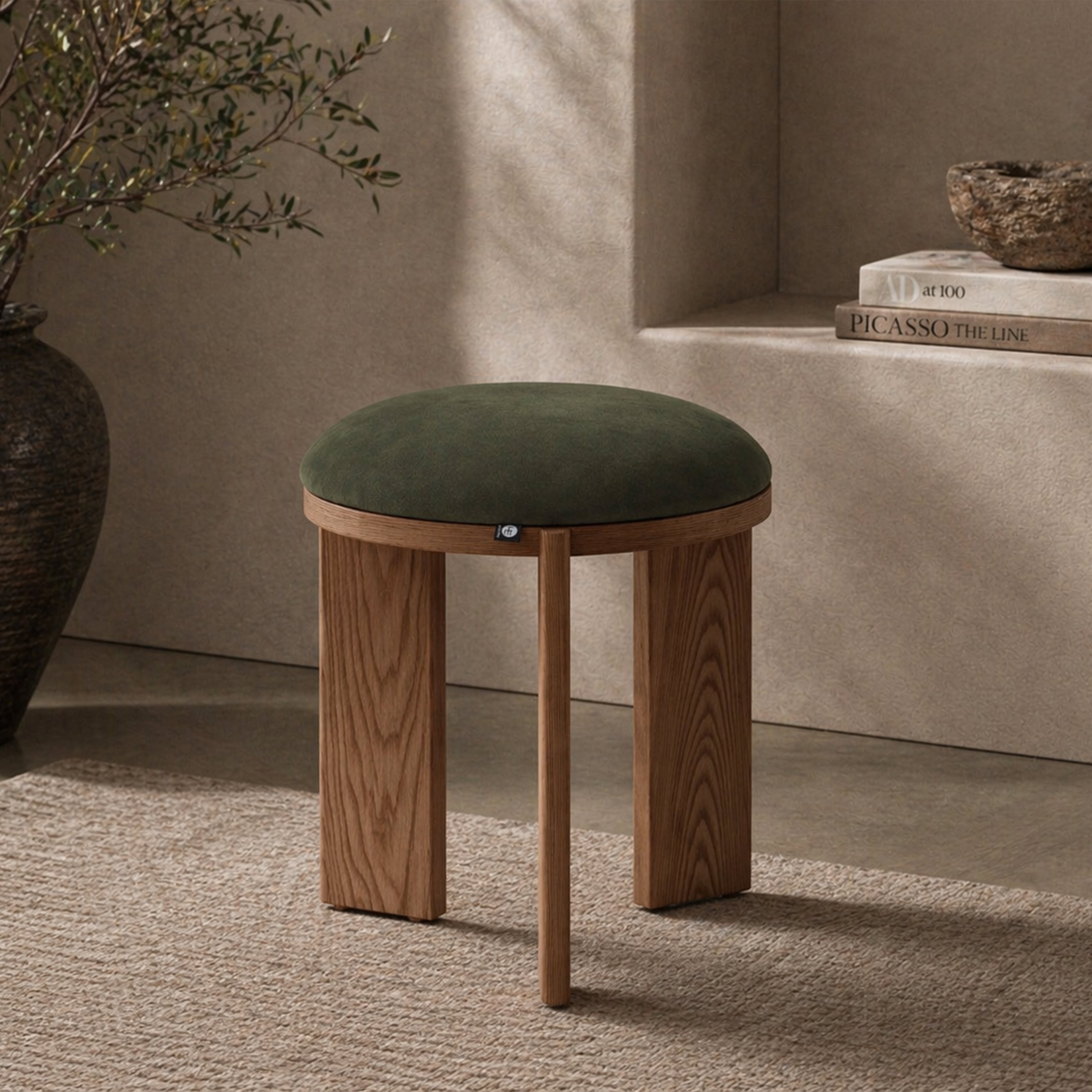 Lia Foot Stool - (Crib 5) Hopper Moss & Brushed Brown by Liang & Eimil