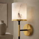 Callum Alabaster & Brass & Black Iron Wall Light Liang & Eimil