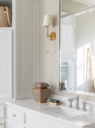 Camille Wall Light in Hand-Rubbed Antique Brass with Linen Shade by Visual Comfort & Co