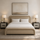 Capela King Size Bed Frame Sand Bareta Fabric Upholstery by Liang & Eimil