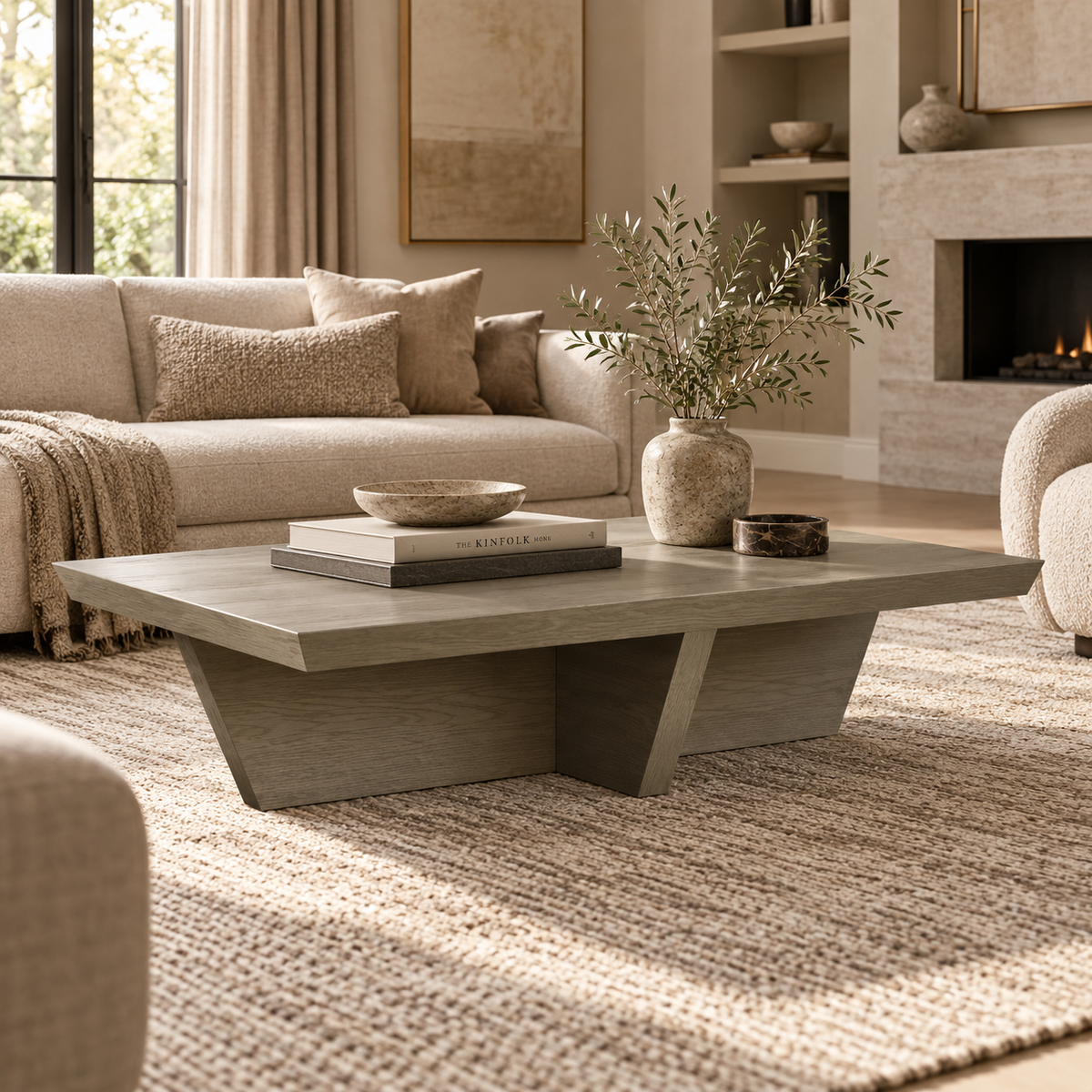 Cassis Textured Grey Oak Wood Coffee Table by Berkeley Designs