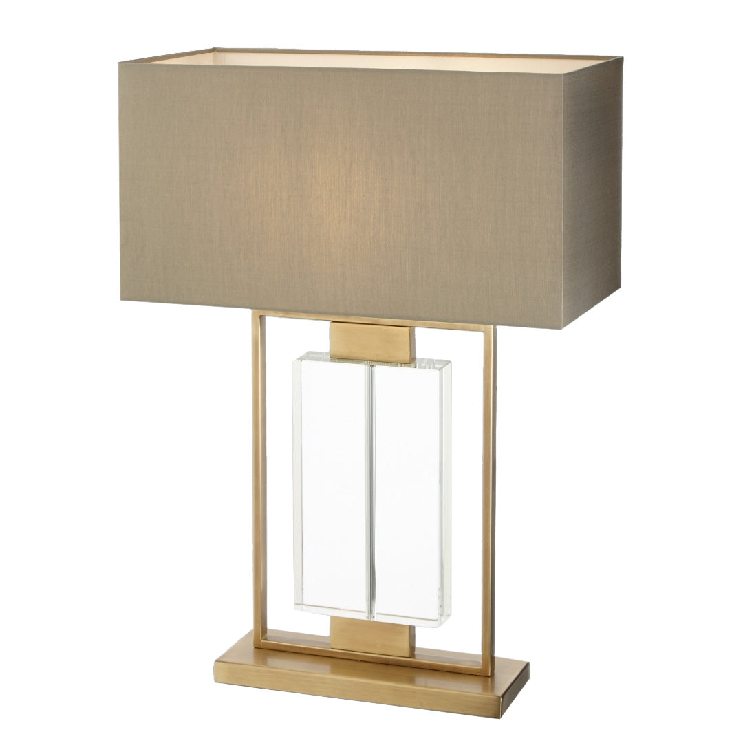 Ryston Antique Brass & Crystal Table Lamp by RV Astley