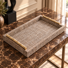 Chantel Beige Fabric & Gold Handle Tray Richmond Interiors