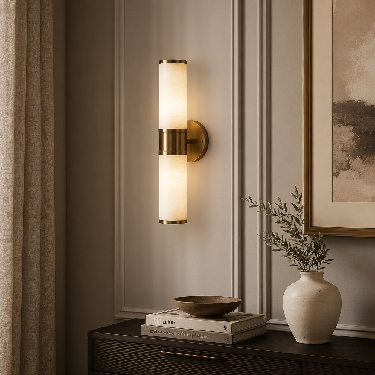 Charlize Gold 2 Light Faux Marble Wall Light by Richmond Interiors