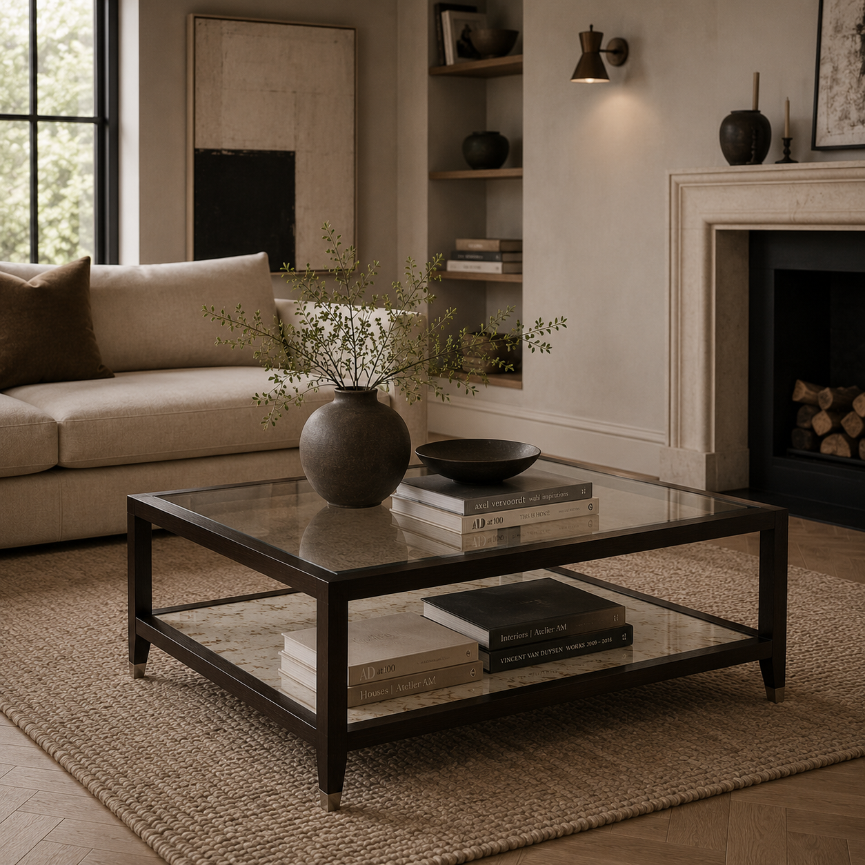 Milton Wenge Oak & Glass Coffee Table Liang & Eimil