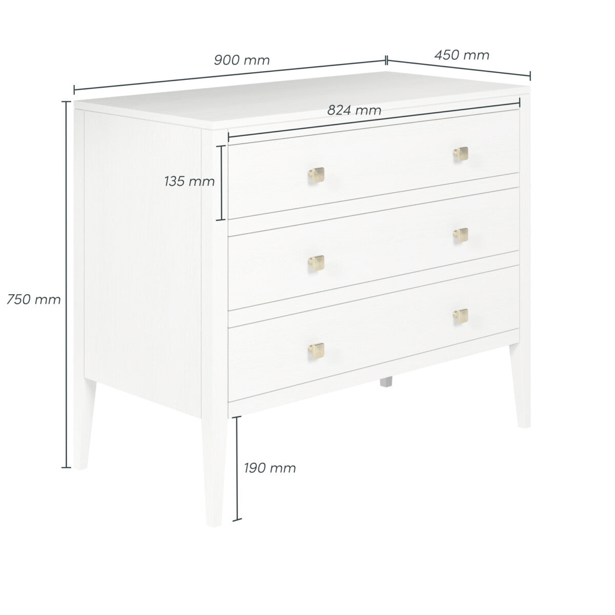 Radford White Chest of Drawers - White by D.I. Designs