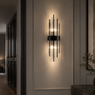 Clarins Matt Black Steel 2 Light Clear Glass Wall Light Liang & Eimil