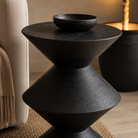 Larus Large Mango Wood  Side Table - Matt Black Light & Living