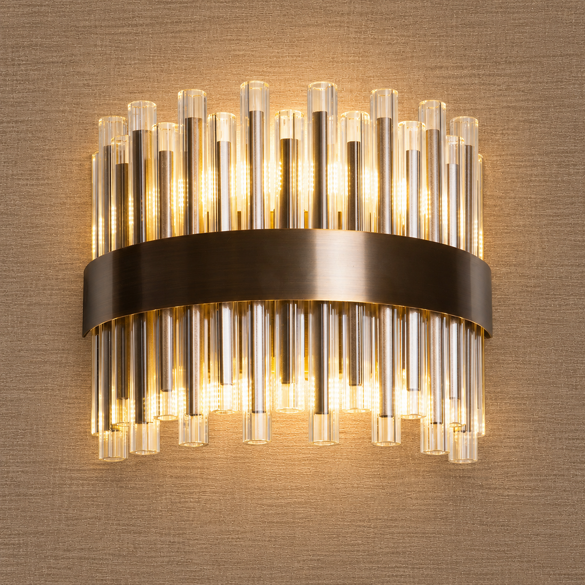 Colmar Antique Brass 1 Light Curved Glass Wall Light RV Astley