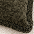 Curtain Call Olive Chenille & Fringe Cushion 45 cm Paul Moneypenny