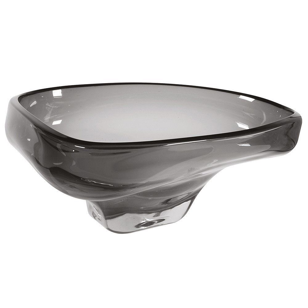 Hand Blown Smoked Glass Triangle Bowl by Kensington