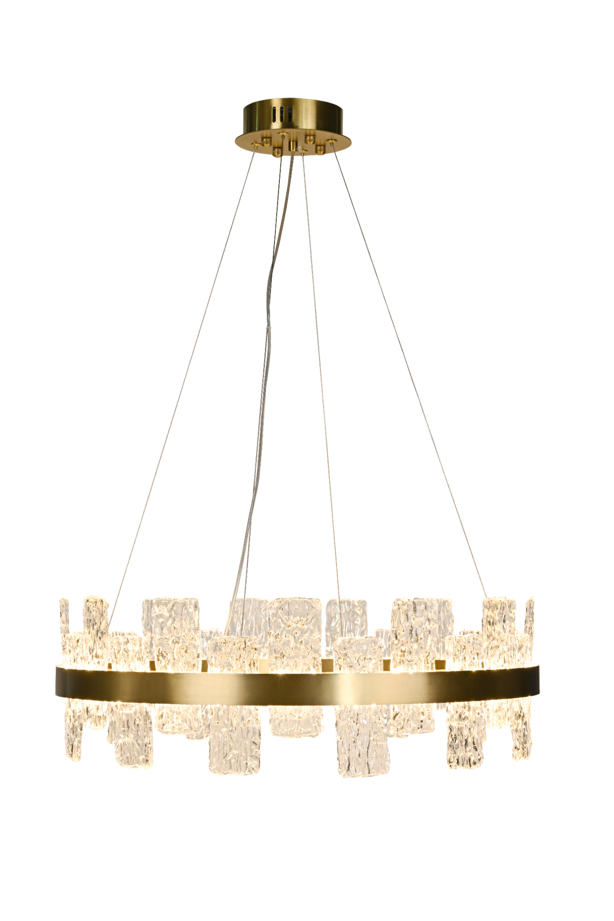 Rimini Gold & Textured Glass Pendant 60cm by Luxe Collection