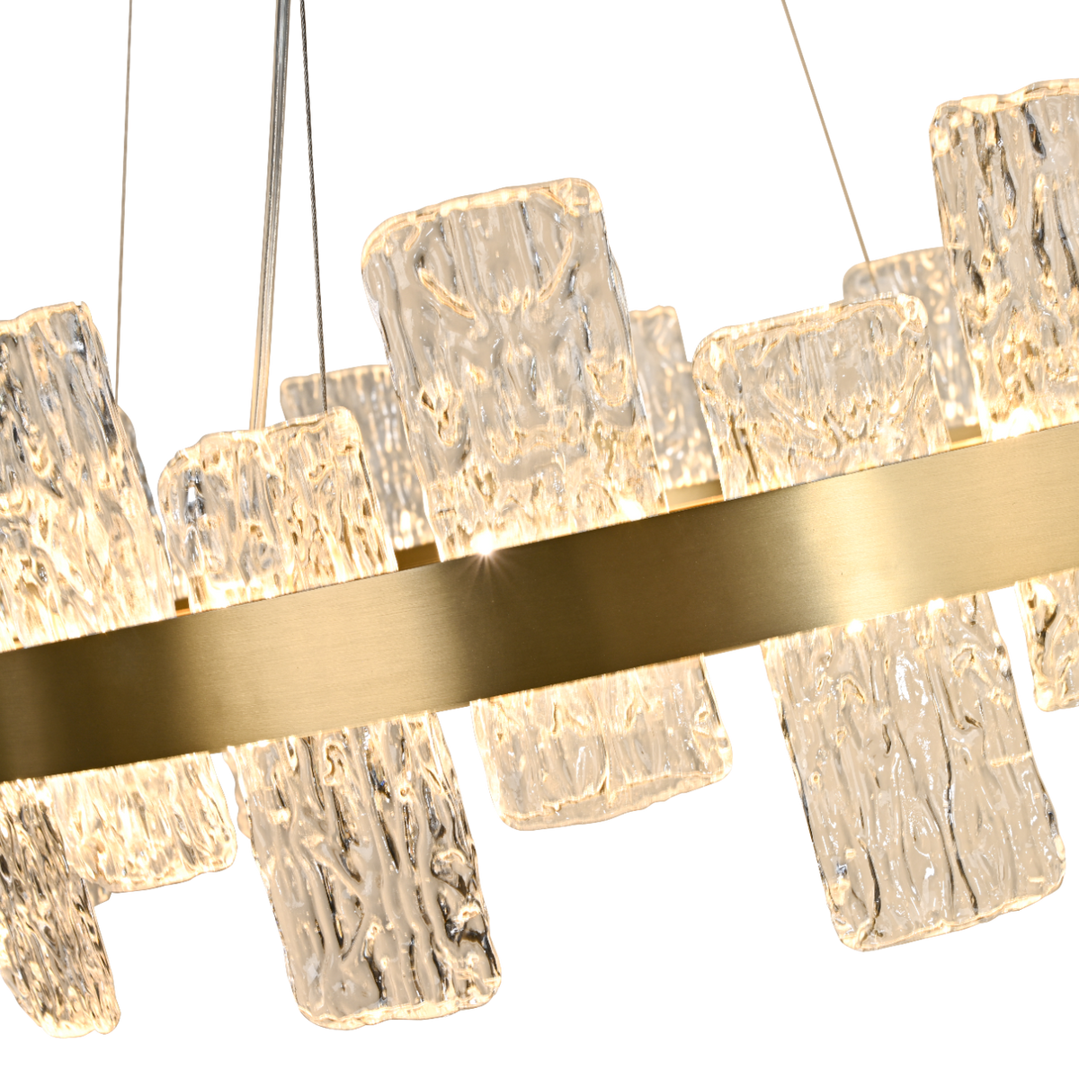 Rimini Gold & Textured Glass Pendant 60cm by Luxe Collection