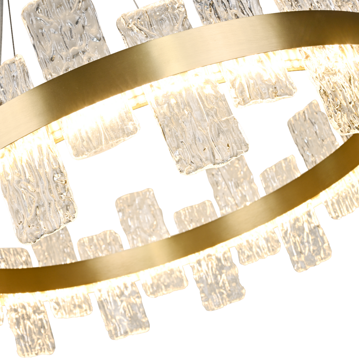 Rimini Gold & Textured Glass Pendant 60cm by Luxe Collection
