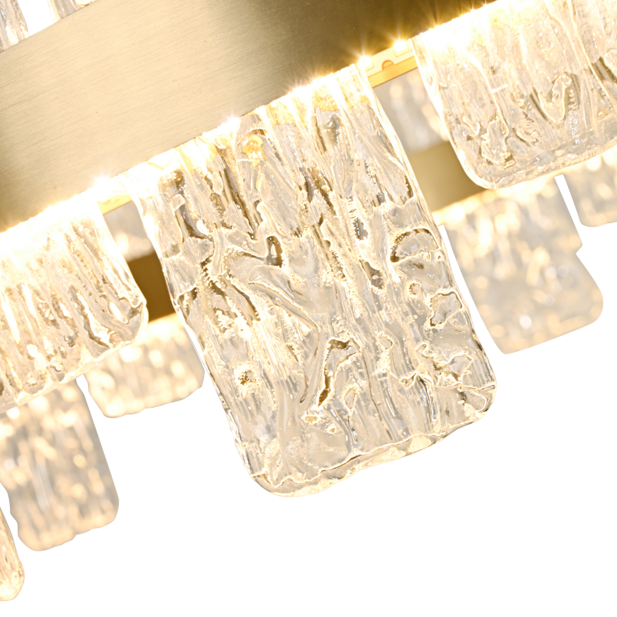 Rimini Gold & Textured Glass Pendant 60cm by Luxe Collection