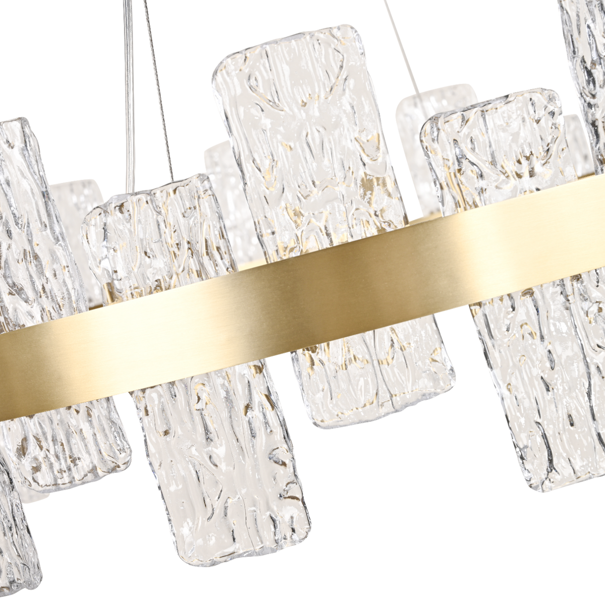 Rimini Gold & Textured Glass Pendant 60cm by Luxe Collection