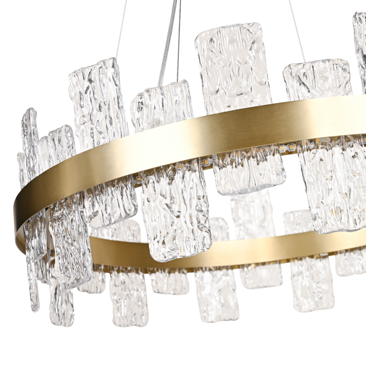 Rimini Gold & Textured Glass Pendant 60cm by Luxe Collection