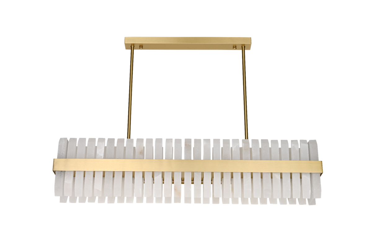 Salerno Gold & Alabaster Linear Dining Pendant 95cm Luxe Collection