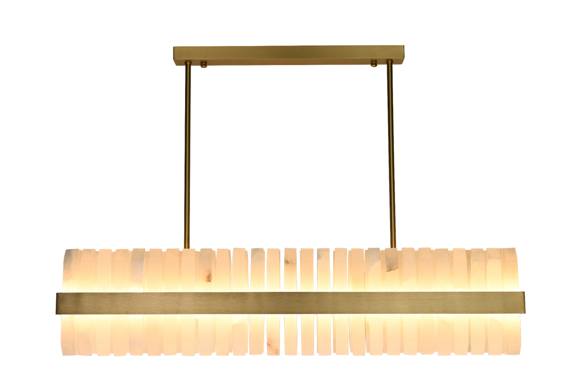 Salerno Gold & Alabaster Linear Dining Pendant 95cm by Luxe Collection