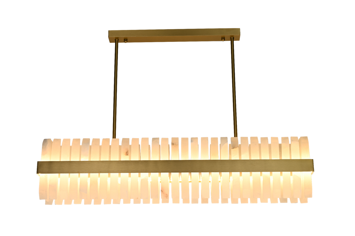 Salerno Gold & Alabaster Linear Dining Pendant 95cm Luxe Collection