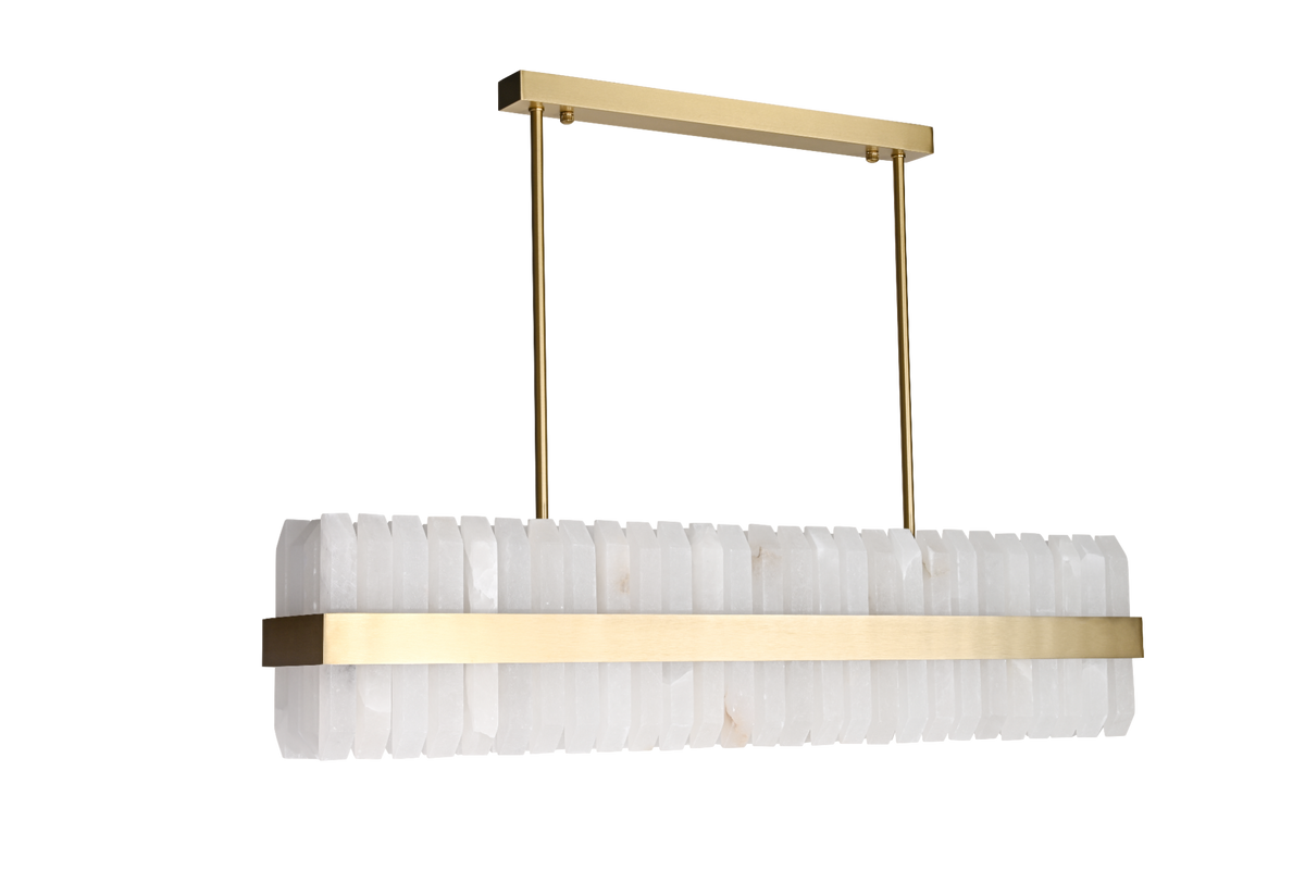 Salerno Gold & Alabaster Linear Dining Pendant 95cm by Luxe Collection