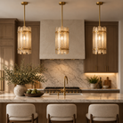 Dalma Antique Brass 1 Light Hand Blown Glass Pendant Light by Luxe Collection