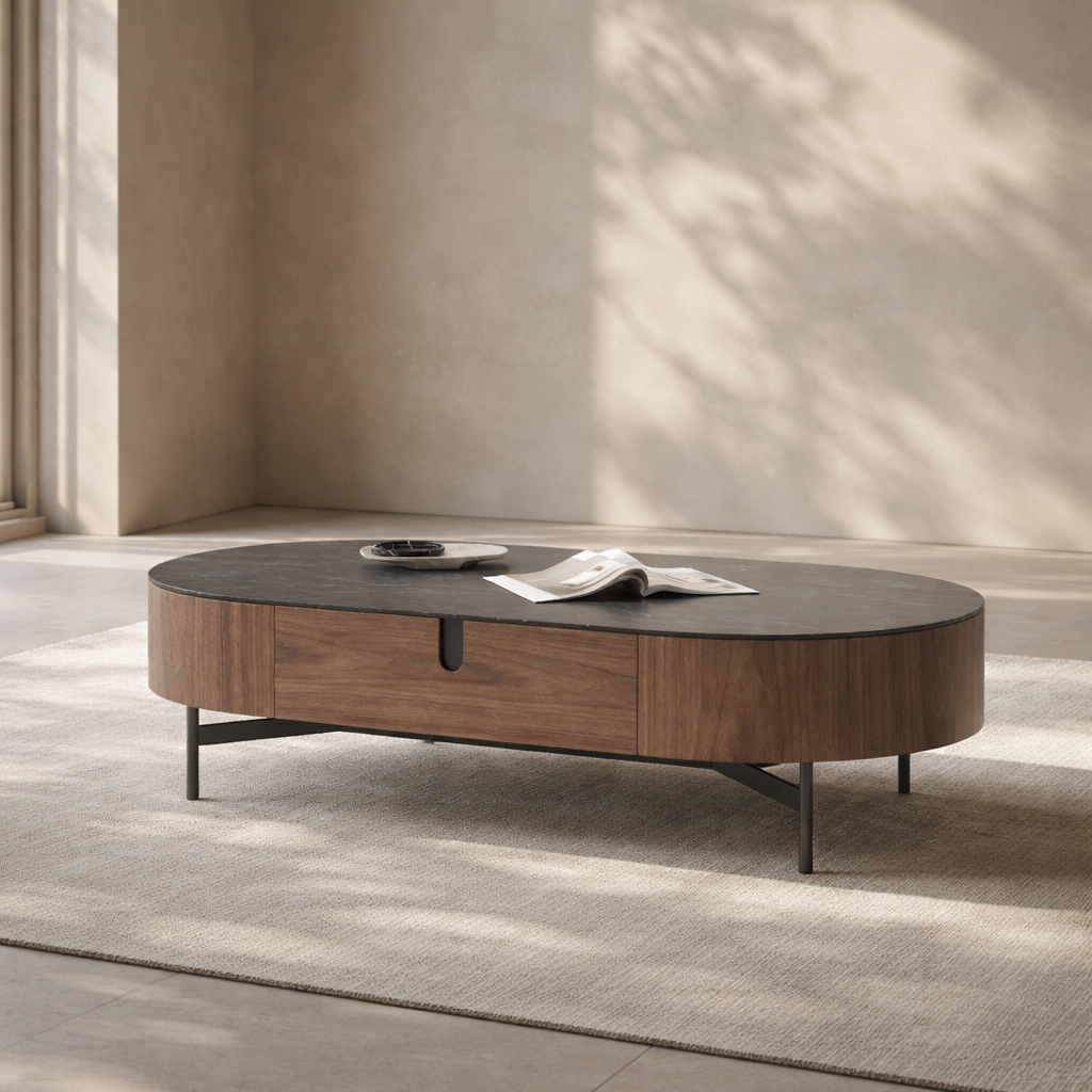 Darcy Walnut & Grey Coffee Table by Tommy Franks