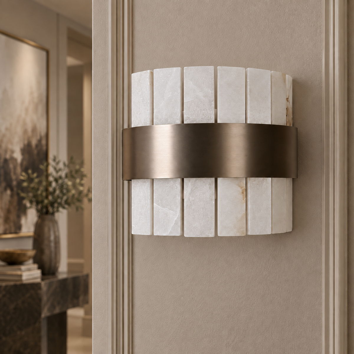 Mayfair Bronze & Alabaster Wall Light by Decorum Collection