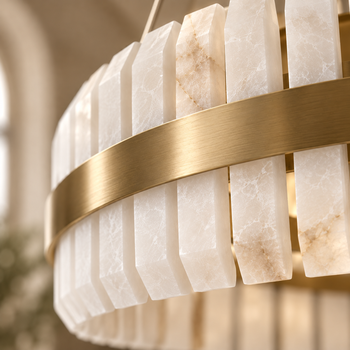 Salerno Gold & Alabaster Pendant 80cm by Luxe Collection