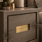 Sevilla Grey Oak Wood & Gold Bedside Table by Berkeley Designs
