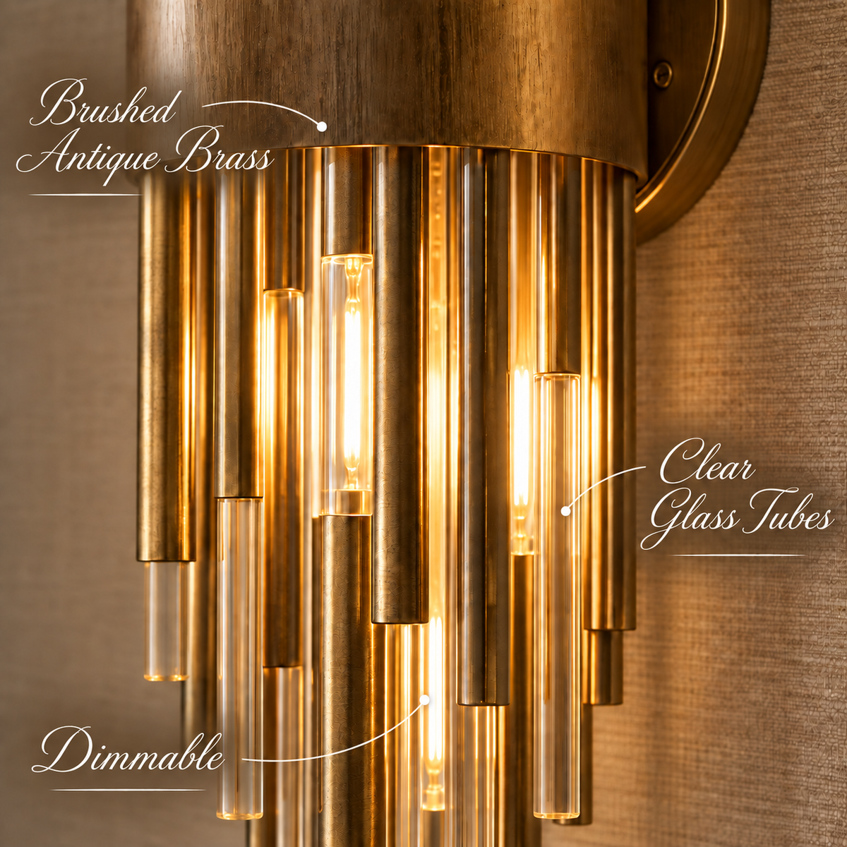 Alness Antique Gold 2 Light Glass Wall Light by RV Astley