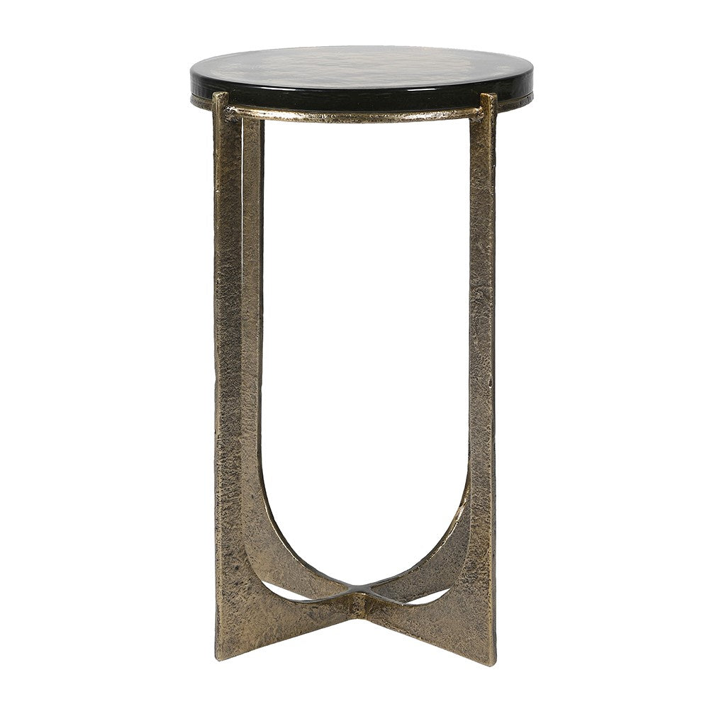 Golden Glass Tall Round Side Table by Kensington