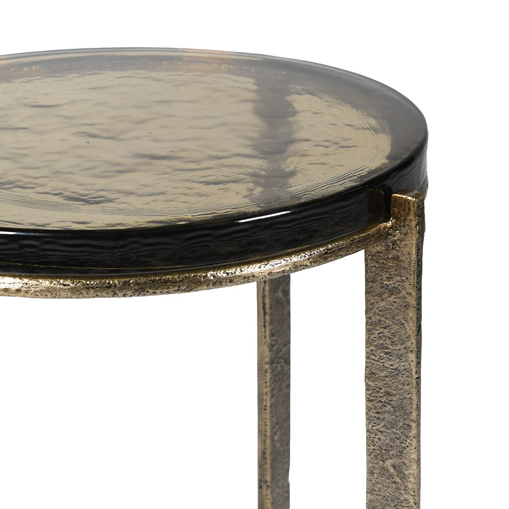 Golden Glass Tall Round Side Table by Kensington