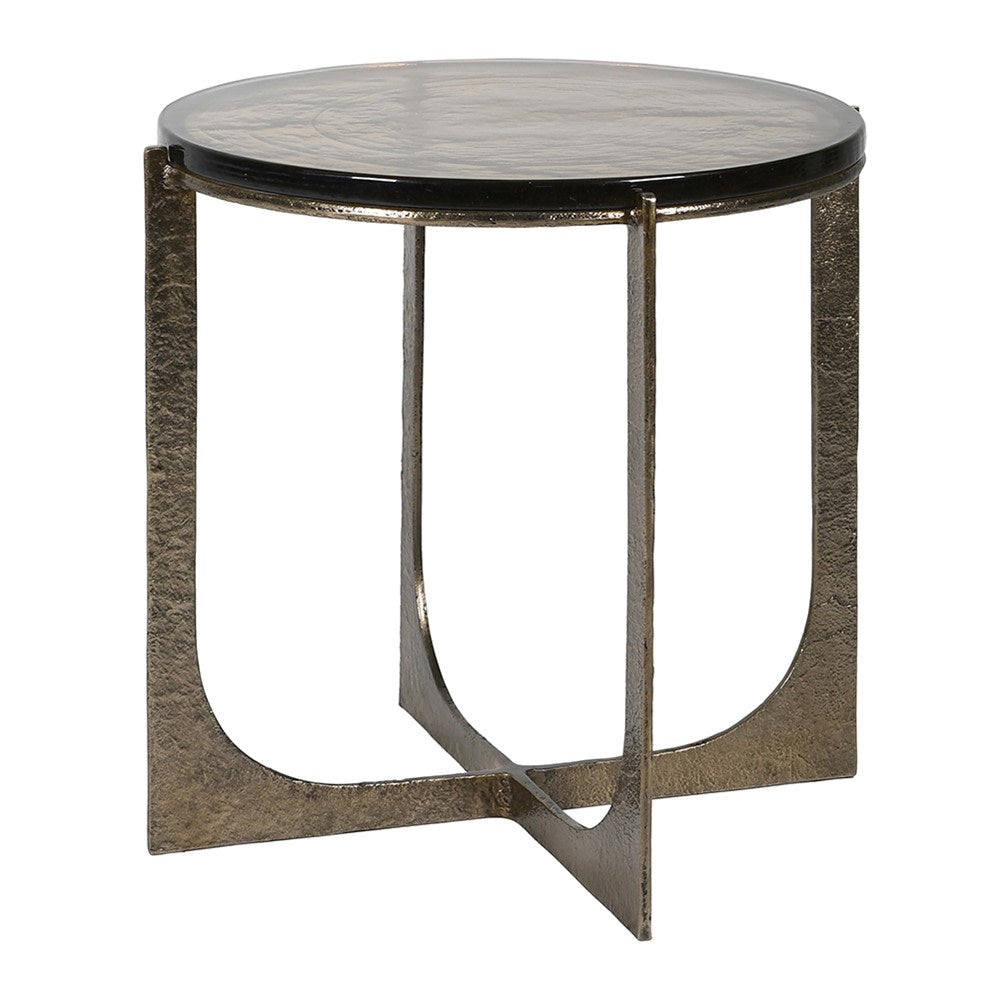 Golden Glass Round Side Table by Kensington