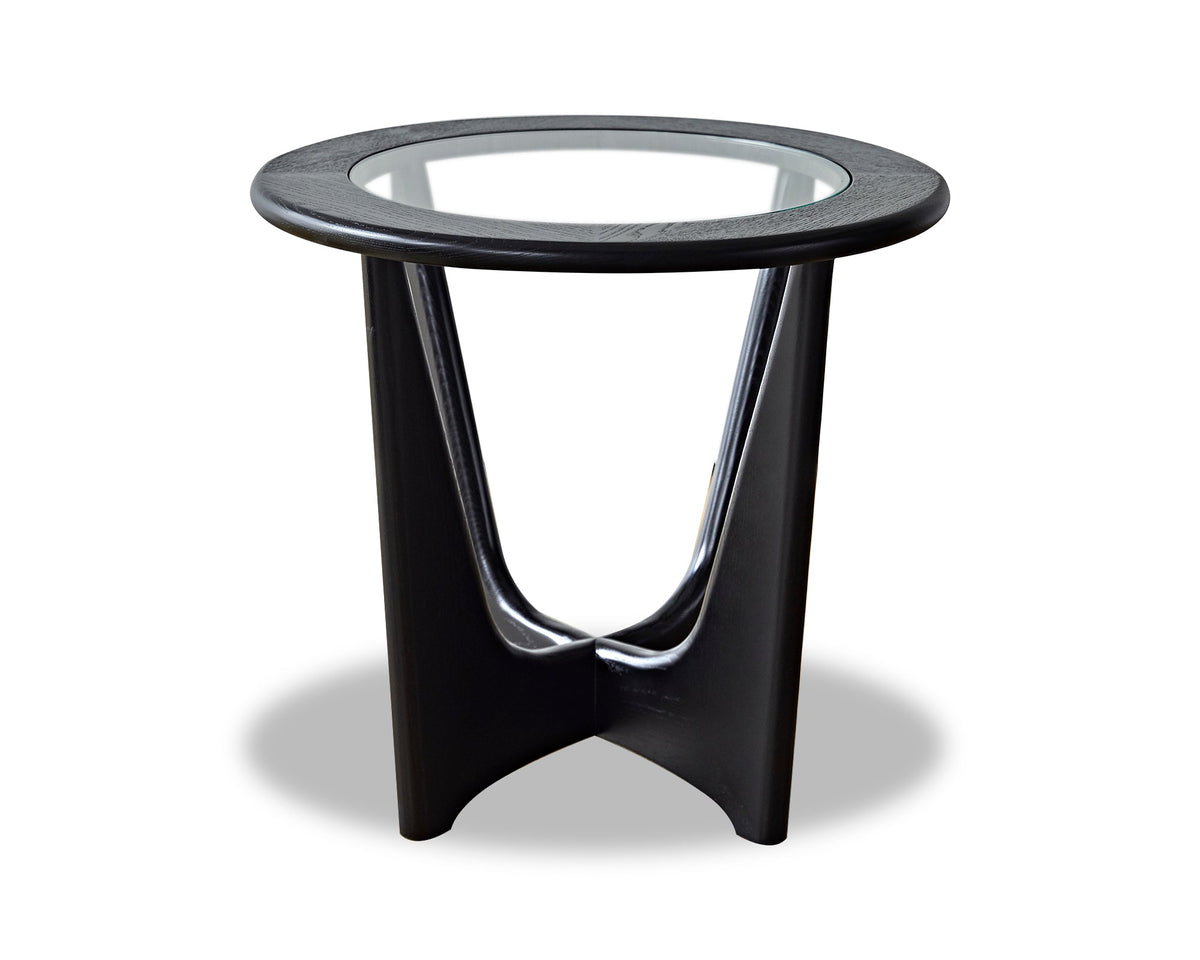 Sculpto Side Table  - Clear Glass/Wenge
