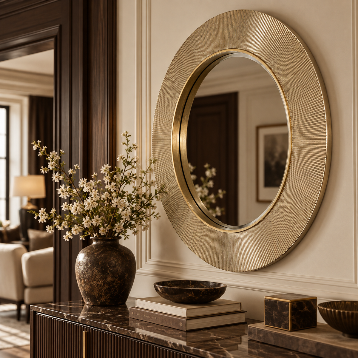 Edvin Gold Finish Wall Mirror RV Astley
