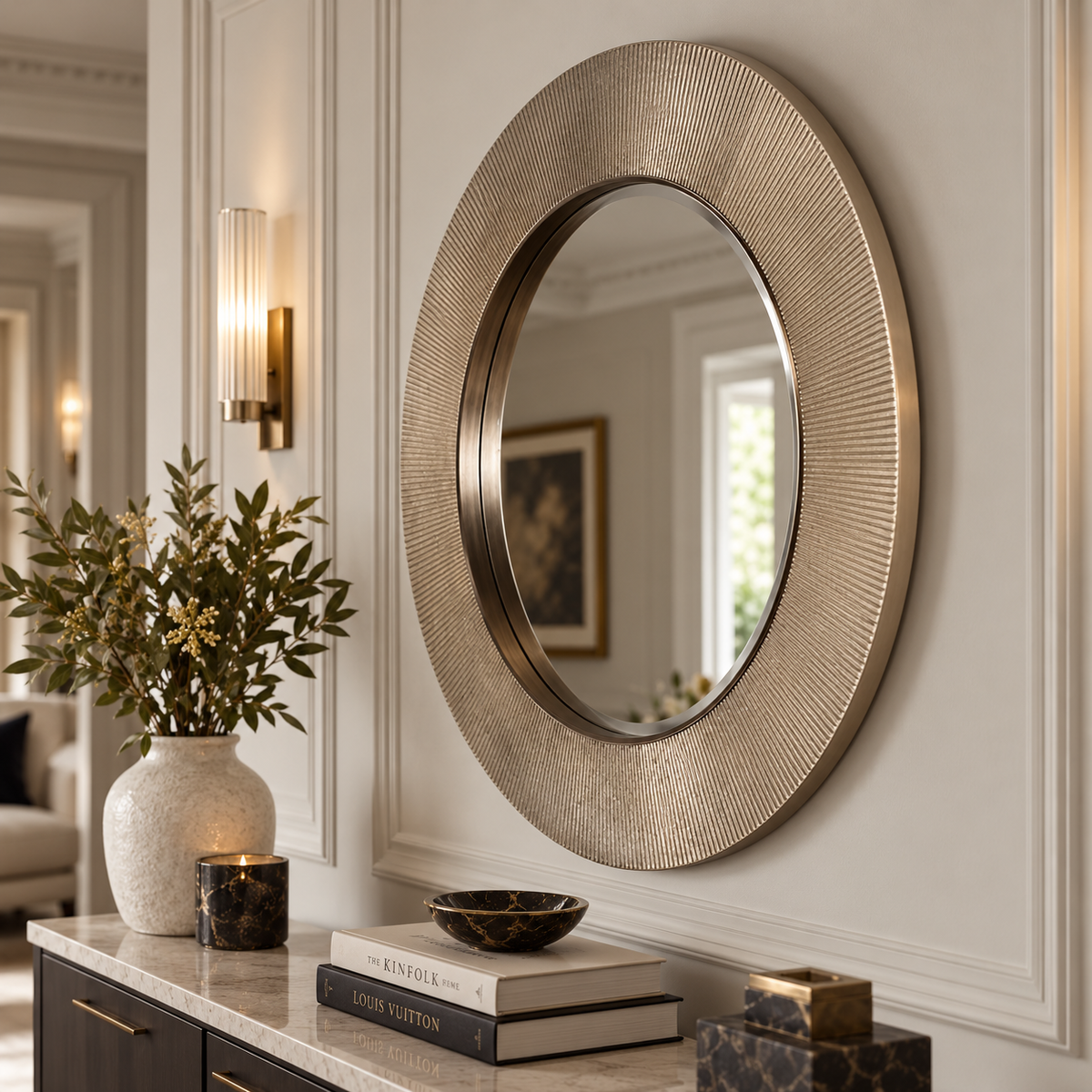 Edvin Gunmetal Finish Wall Mirror by RV Astley