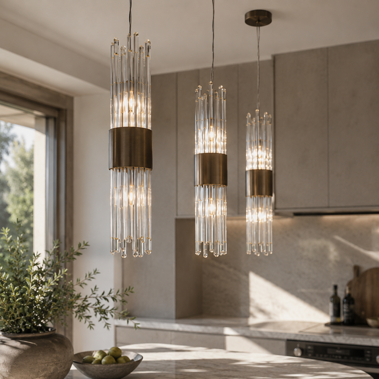 Eilish Bronze & Glass Single Pendant Light by RV Astley