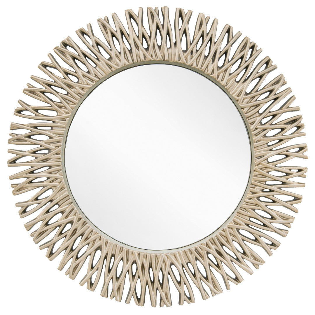 Adel Champagne Silver Round Mirror by RV Astley