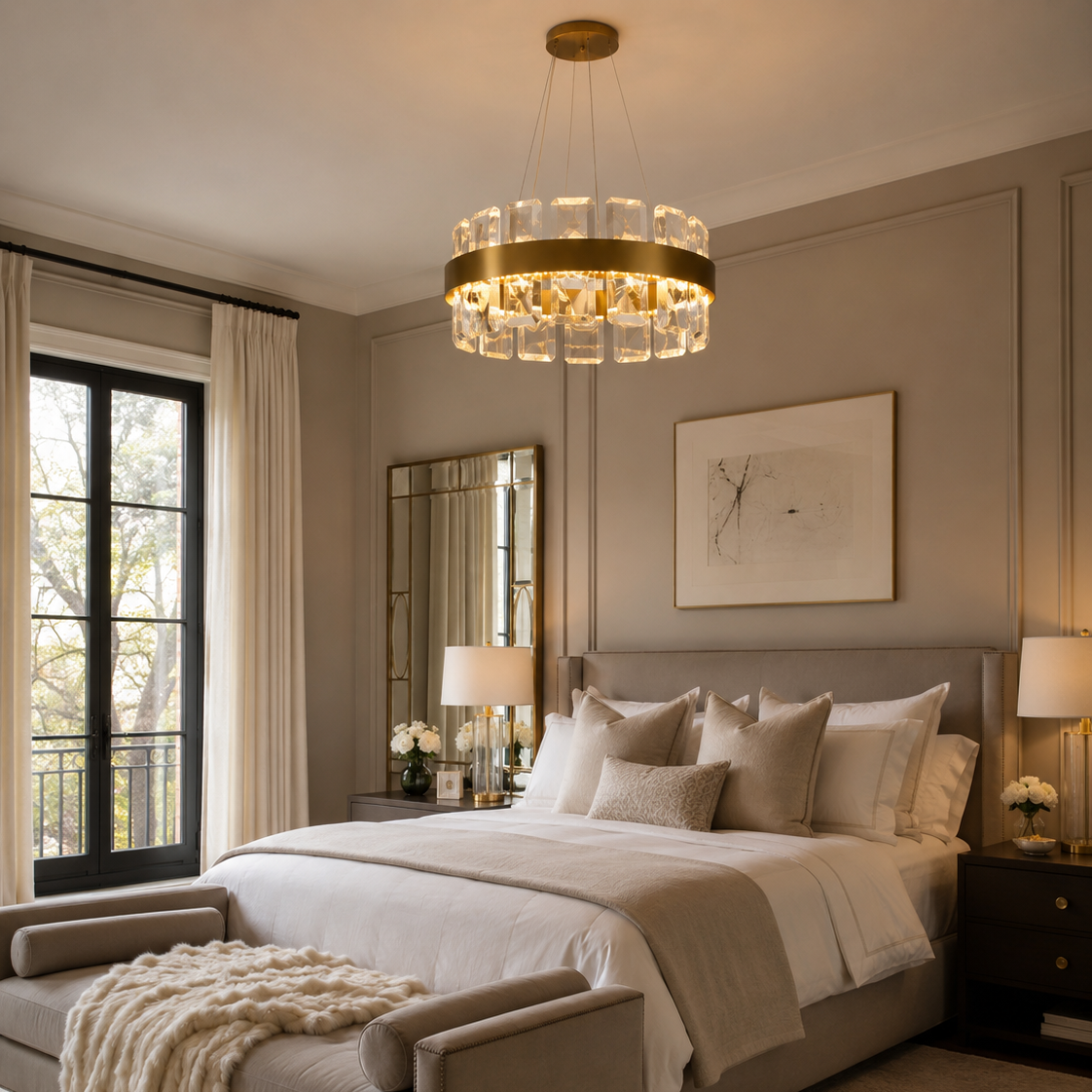 Rocco Small Gold Pendant Light with Staggered Glass by Luxe Collection